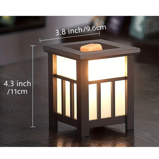 Black Square Wooden Wax Warmer Lamp